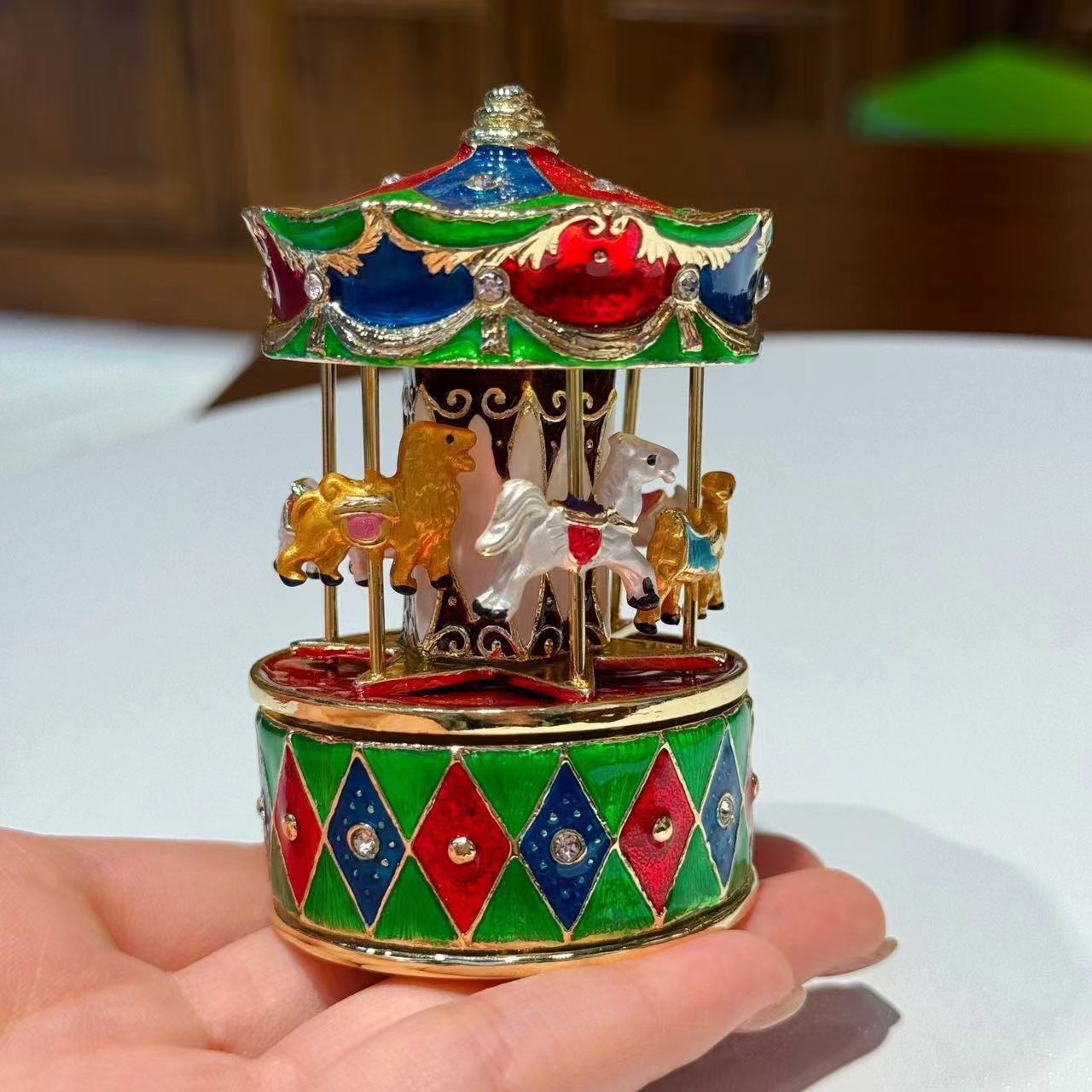 Hand Enameled Music Box- Carousel(5*8 cm/2*3.1 inch)