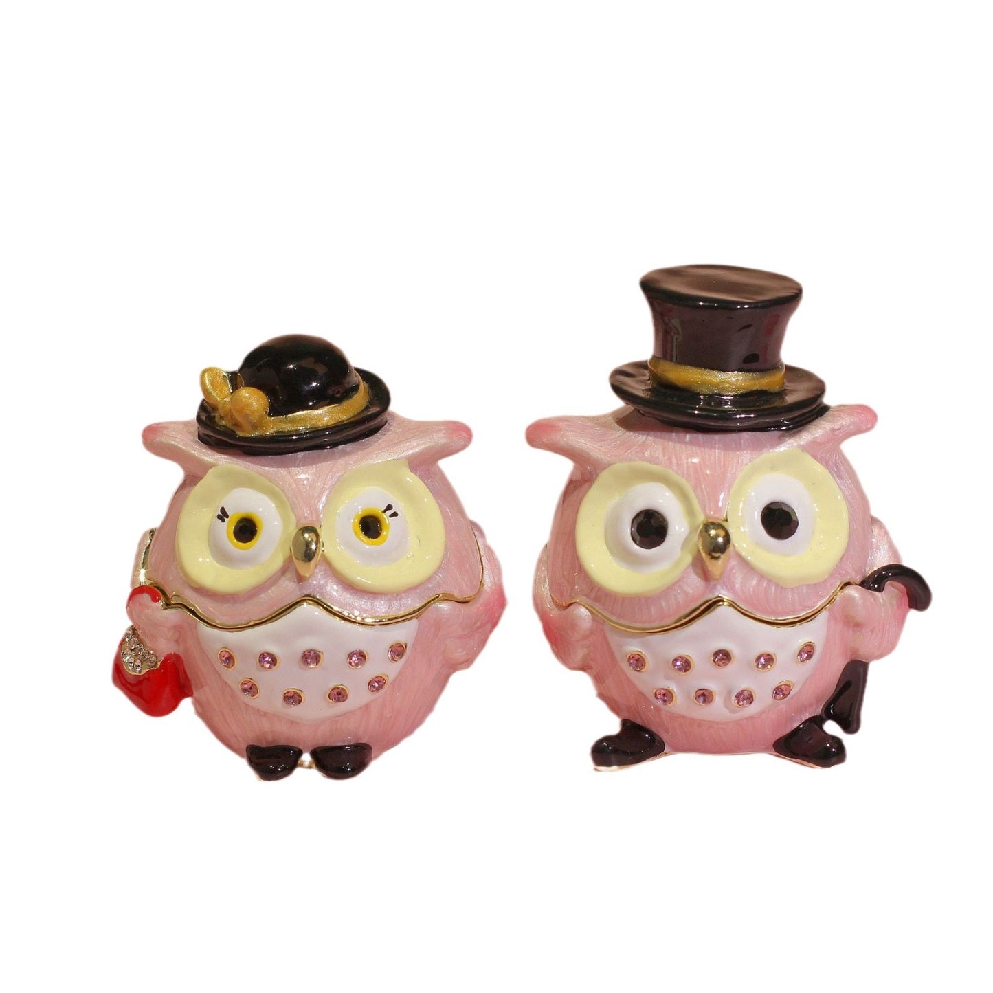 Hand Enameled Jewelry Box- Mr&Mrs Owl(Mrs: 5.5*5 cm/2.2*2 inch;Mr: 5.5*6 cm/2.2*2.4 inch)