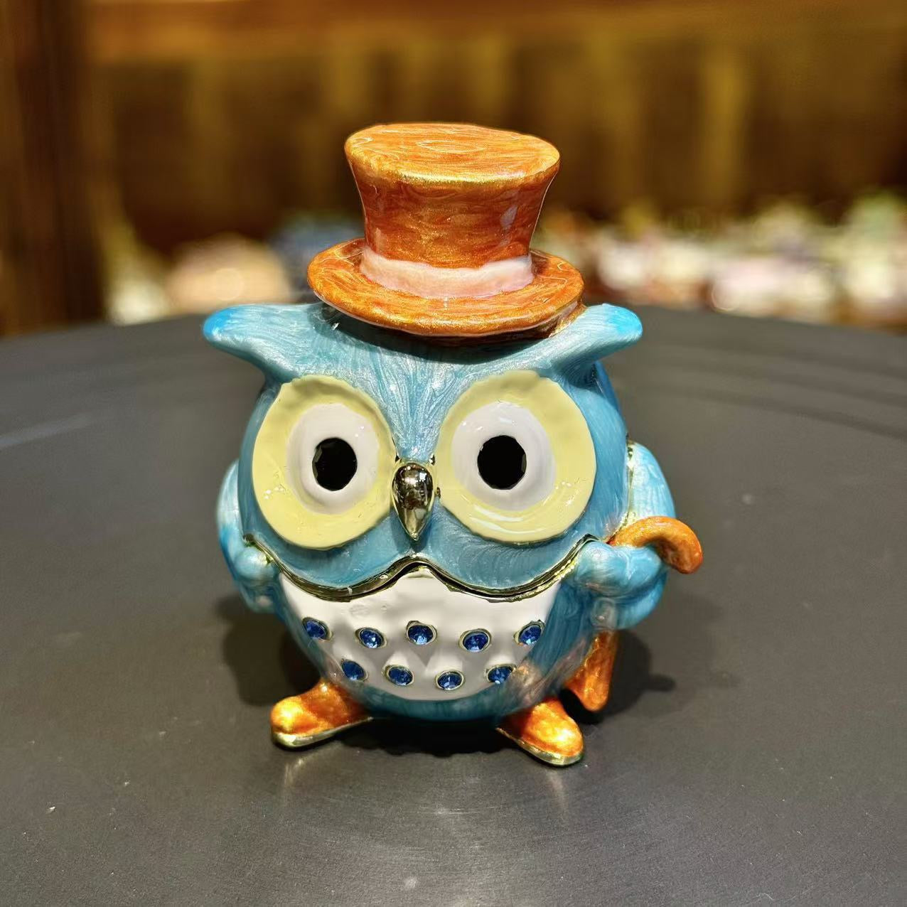 Hand Enameled Jewelry Box- Mr&Mrs Owl(Mrs: 5.5*5 cm/2.2*2 inch;Mr: 5.5*6 cm/2.2*2.4 inch)