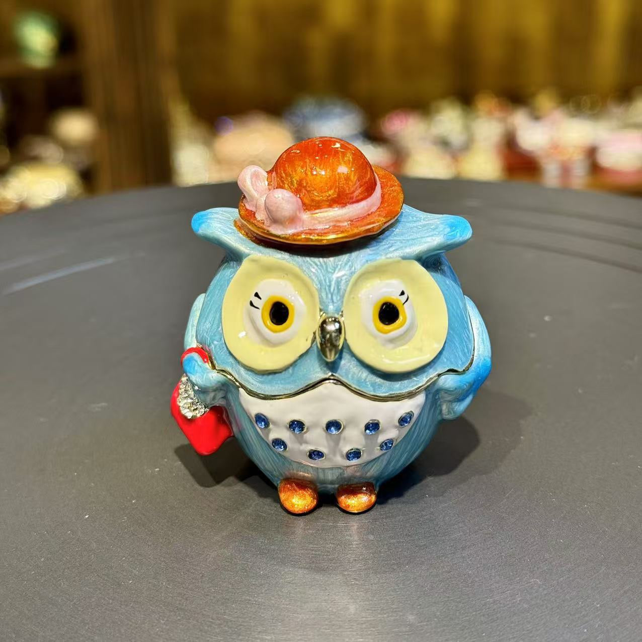 Hand Enameled Jewelry Box- Mr&Mrs Owl(Mrs: 5.5*5 cm/2.2*2 inch;Mr: 5.5*6 cm/2.2*2.4 inch)