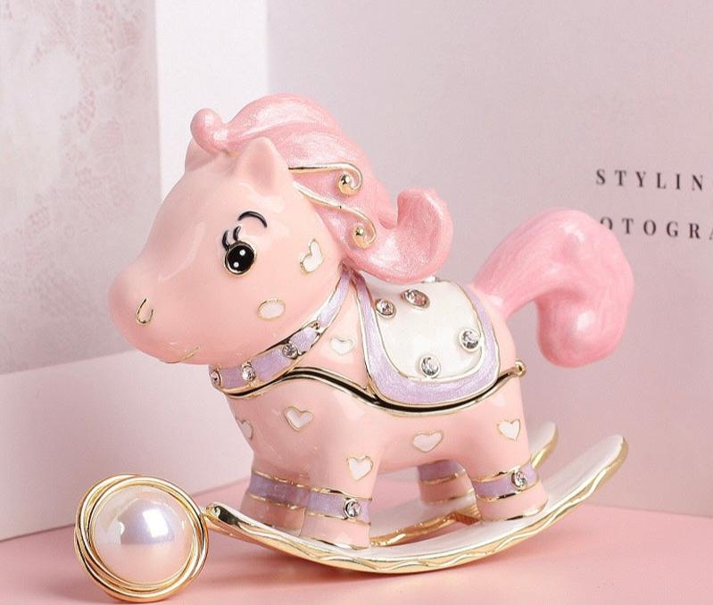 Hand Enameled Jewelry Box- Rocking Horse(9*7.5*3.5 cm/3.5*3*1.4 inch)