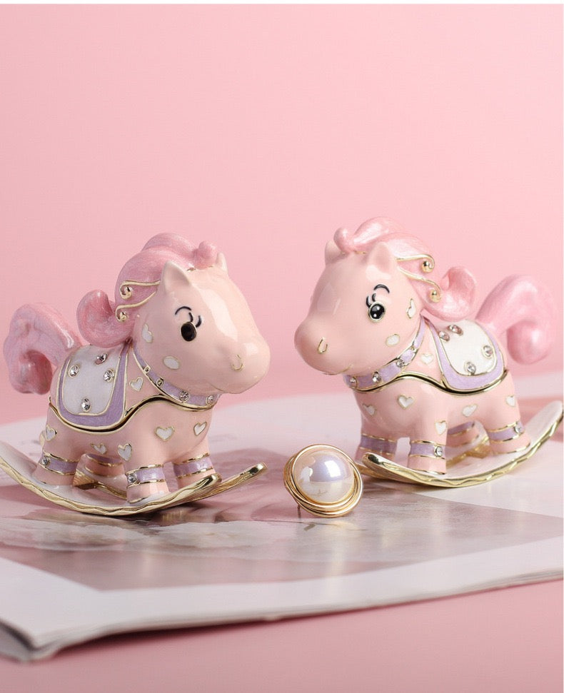 Hand Enameled Jewelry Box- Rocking Horse(9*7.5*3.5 cm/3.5*3*1.4 inch)