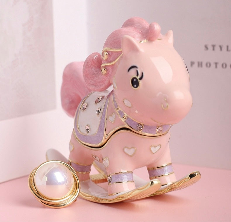 Hand Enameled Jewelry Box- Rocking Horse(9*7.5*3.5 cm/3.5*3*1.4 inch)