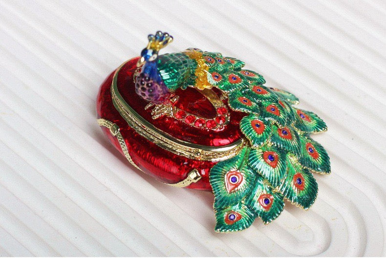 Hand Enameled Jewelry Box- Peacock(9*7*6.5 cm/3.5*2.8*2.6 inch)