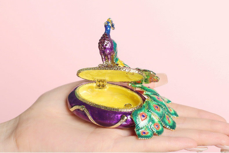 Hand Enameled Jewelry Box- Peacock(9*7*6.5 cm/3.5*2.8*2.6 inch)