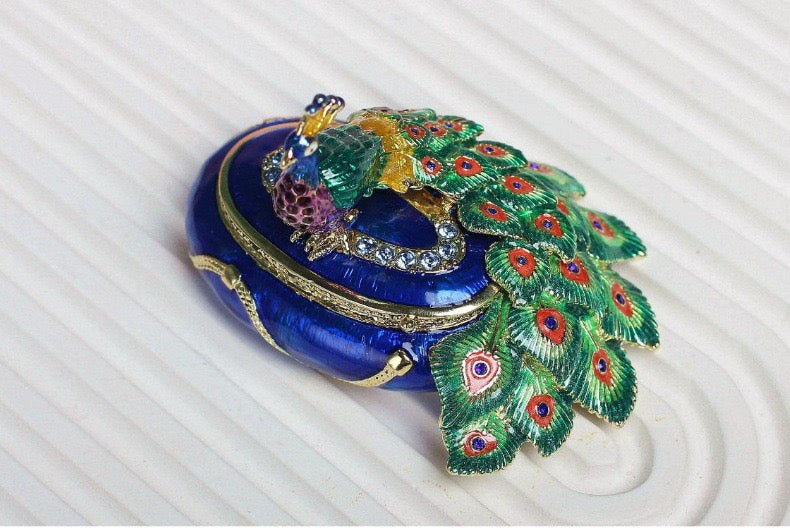 Hand Enameled Jewelry Box- Peacock(9*7*6.5 cm/3.5*2.8*2.6 inch)