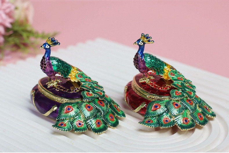 Hand Enameled Jewelry Box- Peacock(9*7*6.5 cm/3.5*2.8*2.6 inch)