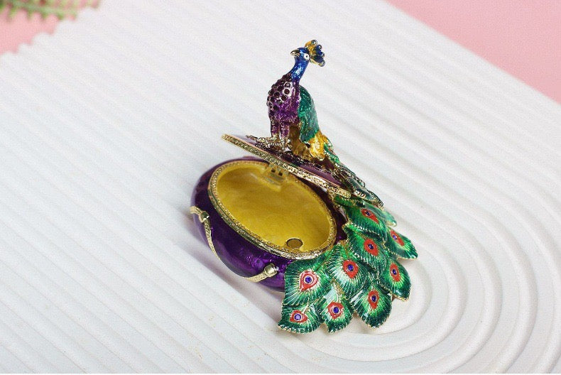 Hand Enameled Jewelry Box- Peacock(9*7*6.5 cm/3.5*2.8*2.6 inch)