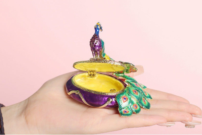 Hand Enameled Jewelry Box- Peacock(9*7*6.5 cm/3.5*2.8*2.6 inch)