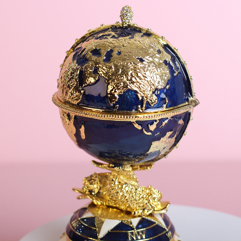 Hand Enameled Jewelry Box- Faberge Egg(8*8*15 cm/3.1*3.1*5.9 inch)