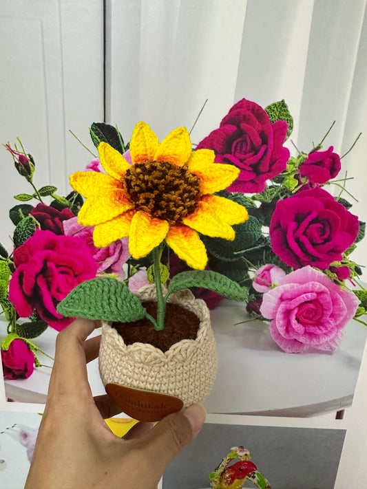 Crochet Sunflower with Pot(17 cm/6.7 inch)
