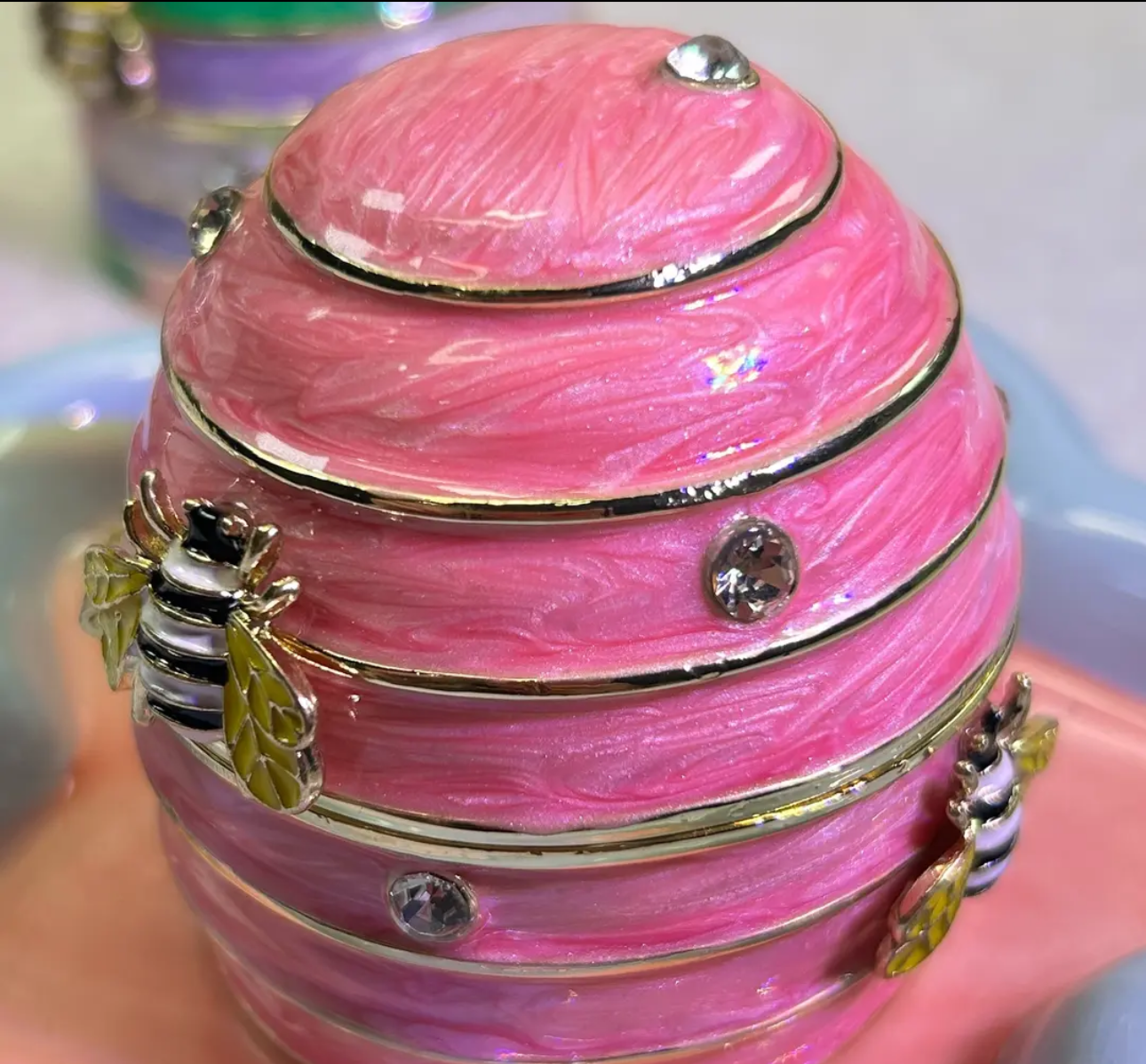 Hand Enameled Jewelry Box- Beehive(6.2*6.4 cm/2.4*2.5 inch)