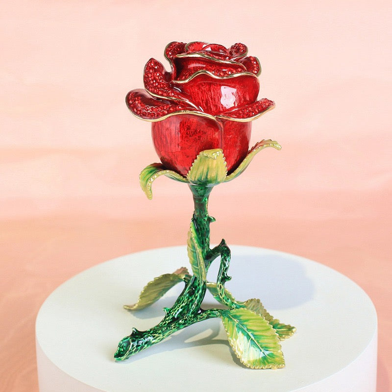 Hand Enameled Jewelry Box- Rose(13*11 cm/5.1*4.3 inch)