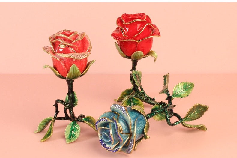 Hand Enameled Jewelry Box- Rose(13*11 cm/5.1*4.3 inch)