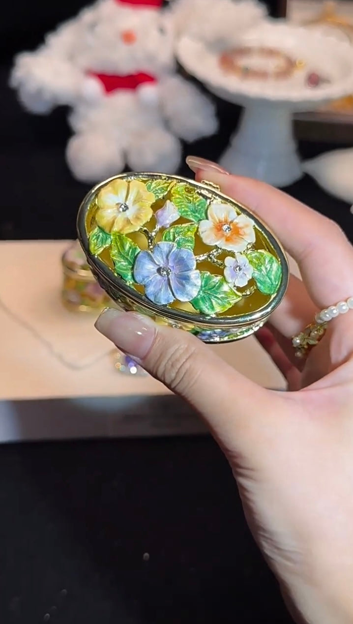 Hand Enameled Jewelry Box- Flower Box(6.8*4.2*3.5 cm/2.7*1.7*1.4 inch;0.195 kg/6.9 oz)