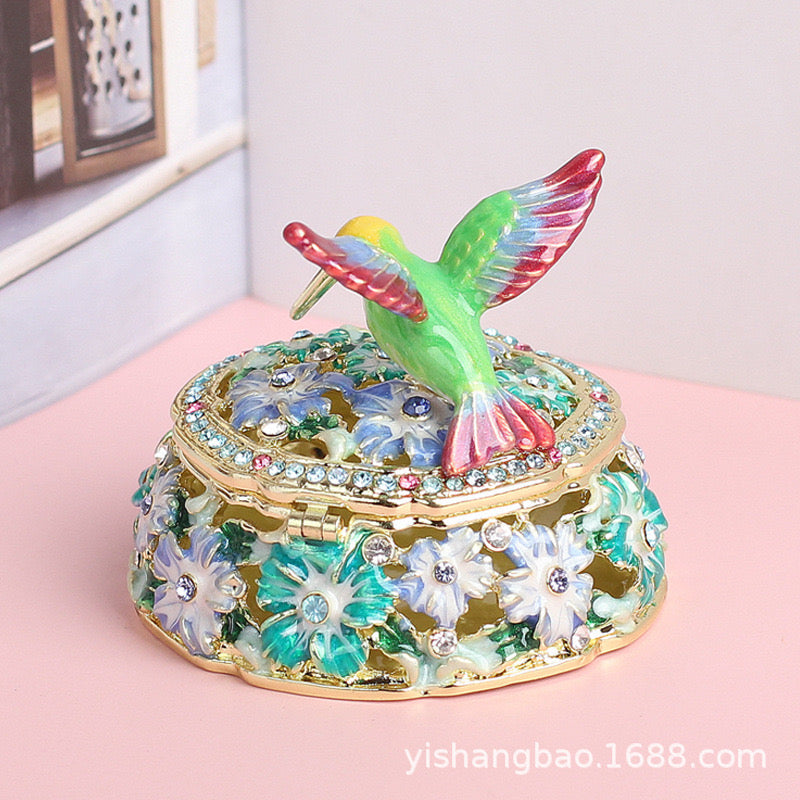 Hand Enameled Jewelry Box- Hummingbird(5.5*5 cm/2.2*2 inch)