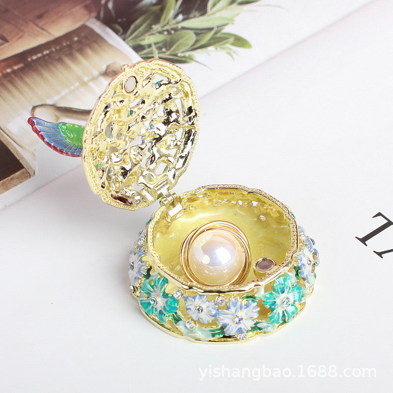 Hand Enameled Jewelry Box- Hummingbird(5.5*5 cm/2.2*2 inch)