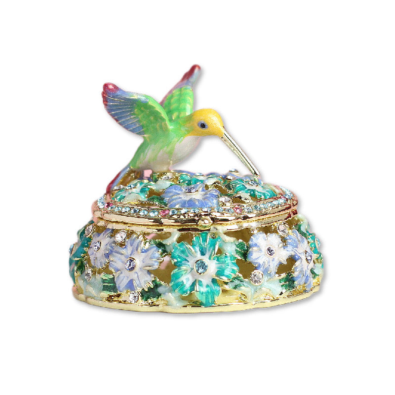 Hand Enameled Jewelry Box- Hummingbird(5.5*5 cm/2.2*2 inch)