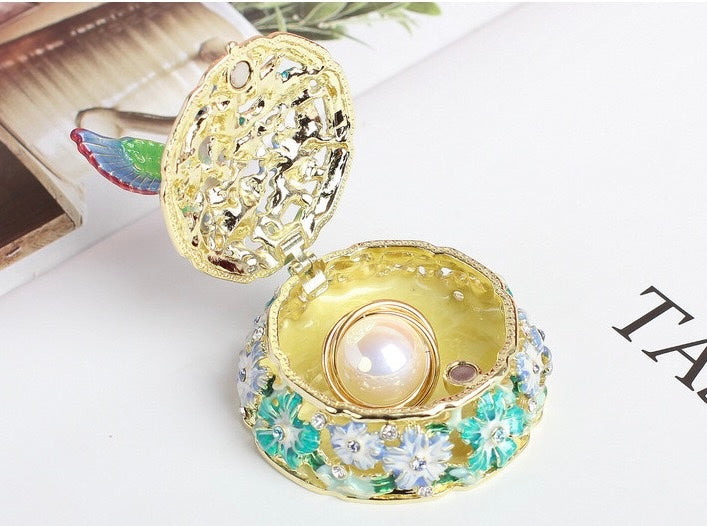 Hand Enameled Jewelry Box- Hummingbird(5.5*5 cm/2.2*2 inch)