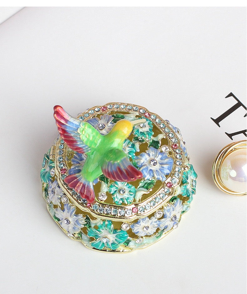 Hand Enameled Jewelry Box- Hummingbird(5.5*5 cm/2.2*2 inch)