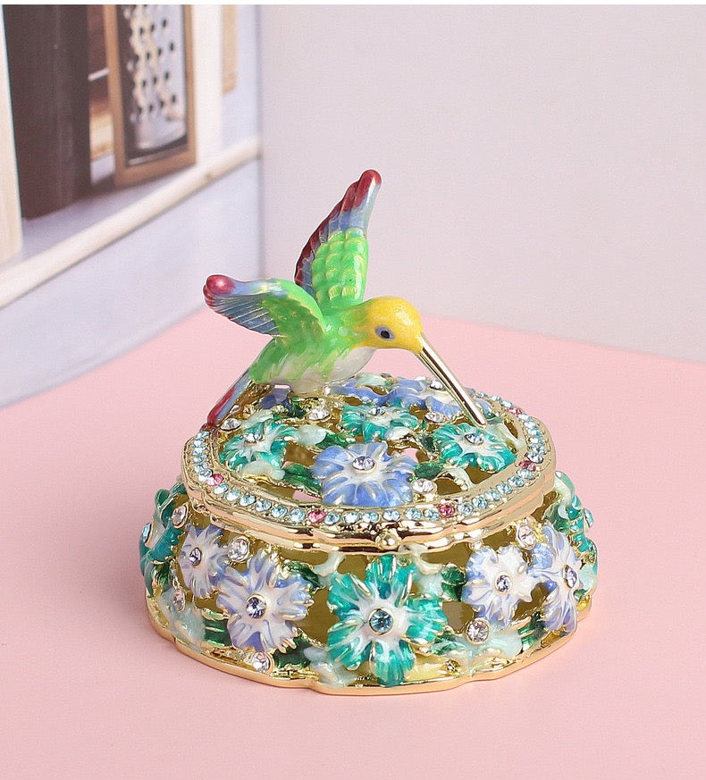 Hand Enameled Jewelry Box- Hummingbird(5.5*5 cm/2.2*2 inch)