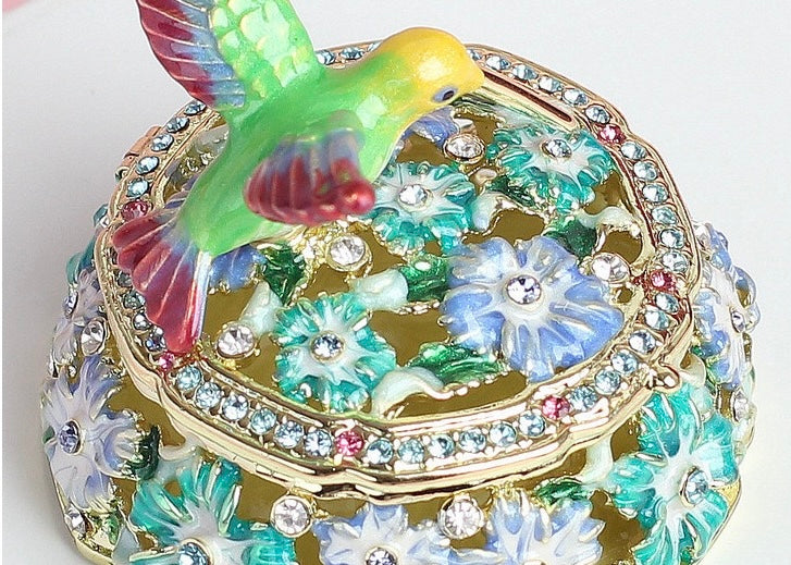 Hand Enameled Jewelry Box- Hummingbird(5.5*5 cm/2.2*2 inch)