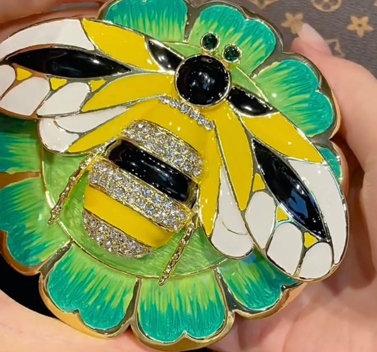 Hand Enameled Jewelry Box- Bee Large(11*10*6 cm/4.3*3.9*2.4 inch)