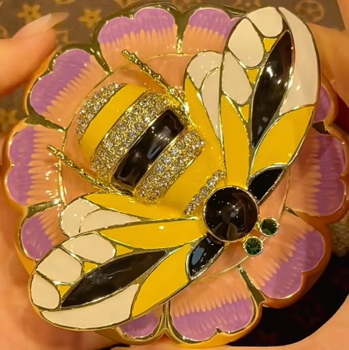 Hand Enameled Jewelry Box- Bee Large(11*10*6 cm/4.3*3.9*2.4 inch)