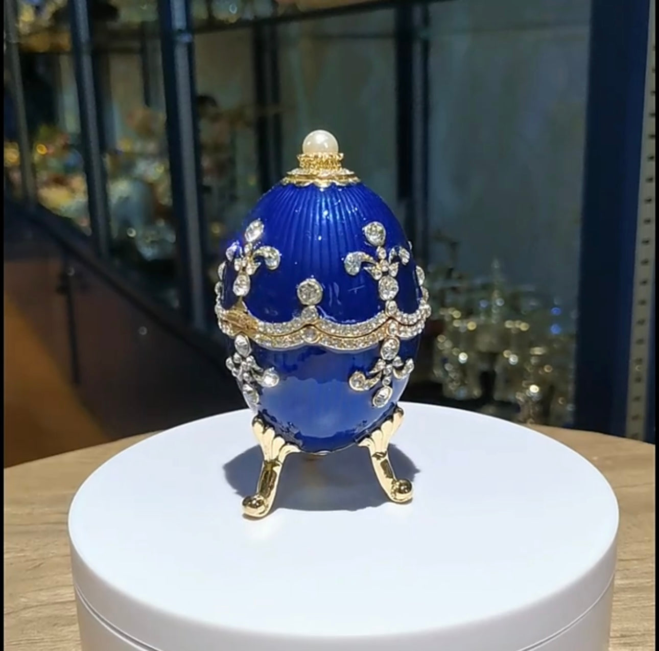 Hand Enameled Jewelry Box- Faberge Egg(9.5*5 cm/3.7*2 inch)