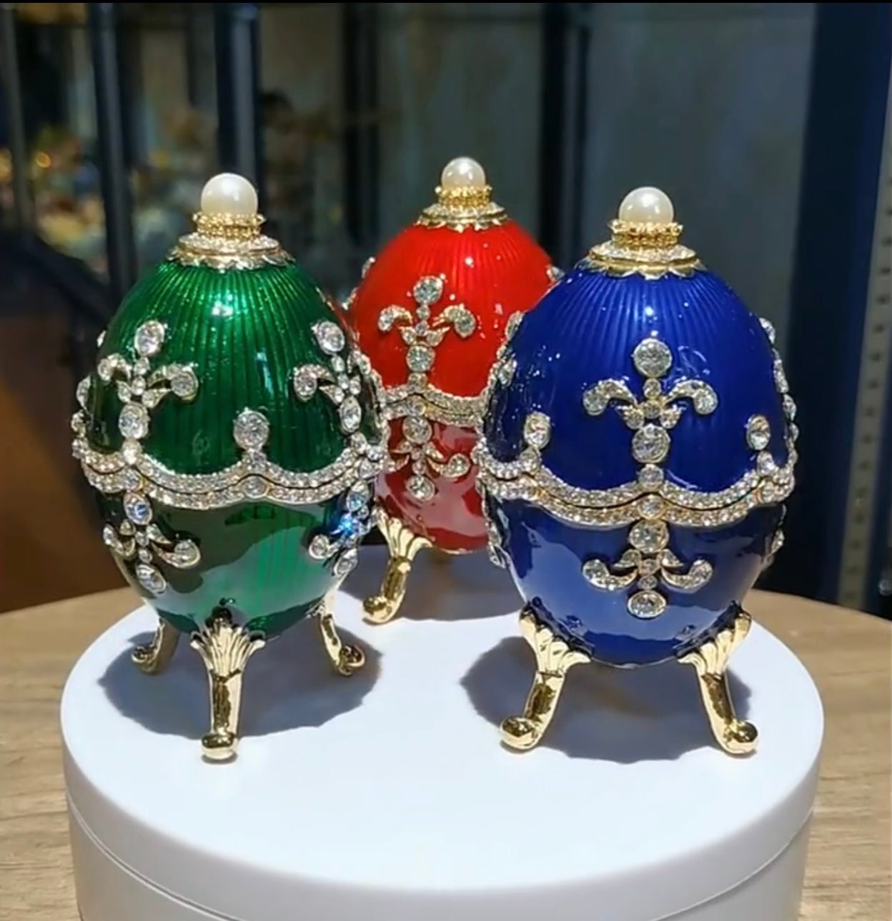 Hand Enameled Jewelry Box- Faberge Egg(9.5*5 cm/3.7*2 inch)