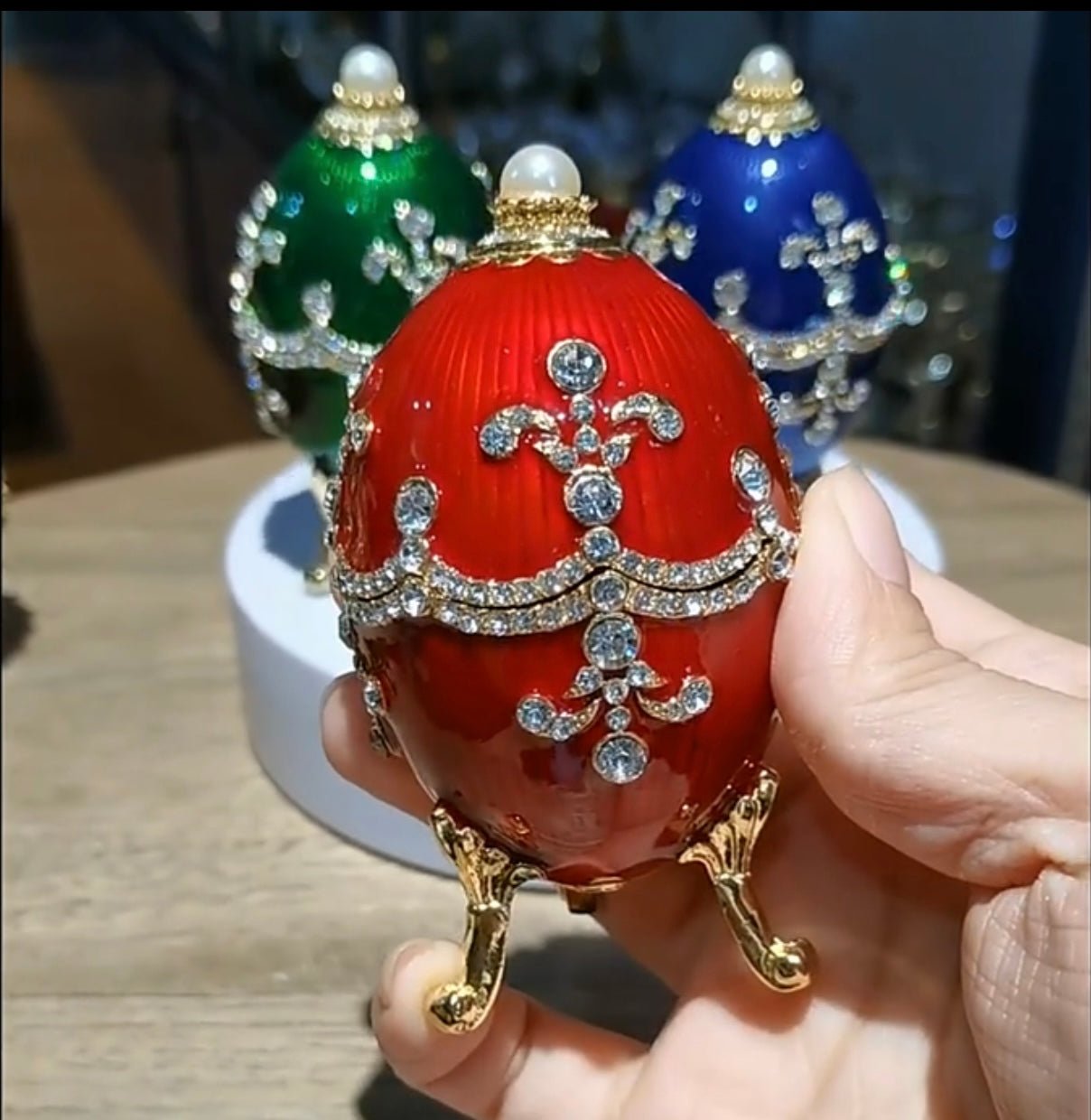 Hand Enameled Jewelry Box- Faberge Egg(9.5*5 cm/3.7*2 inch)