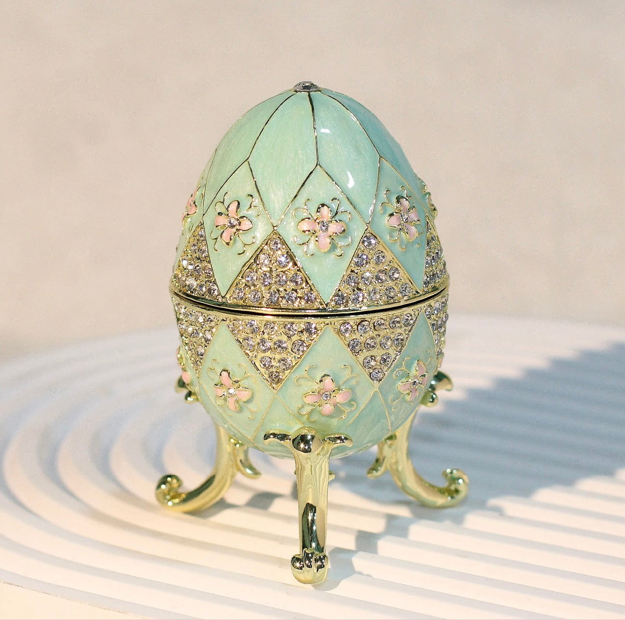 Hand Enameled Jewelry Box- Faberge Egg(6.5*9.5 cm/2.6*3.7 inch)