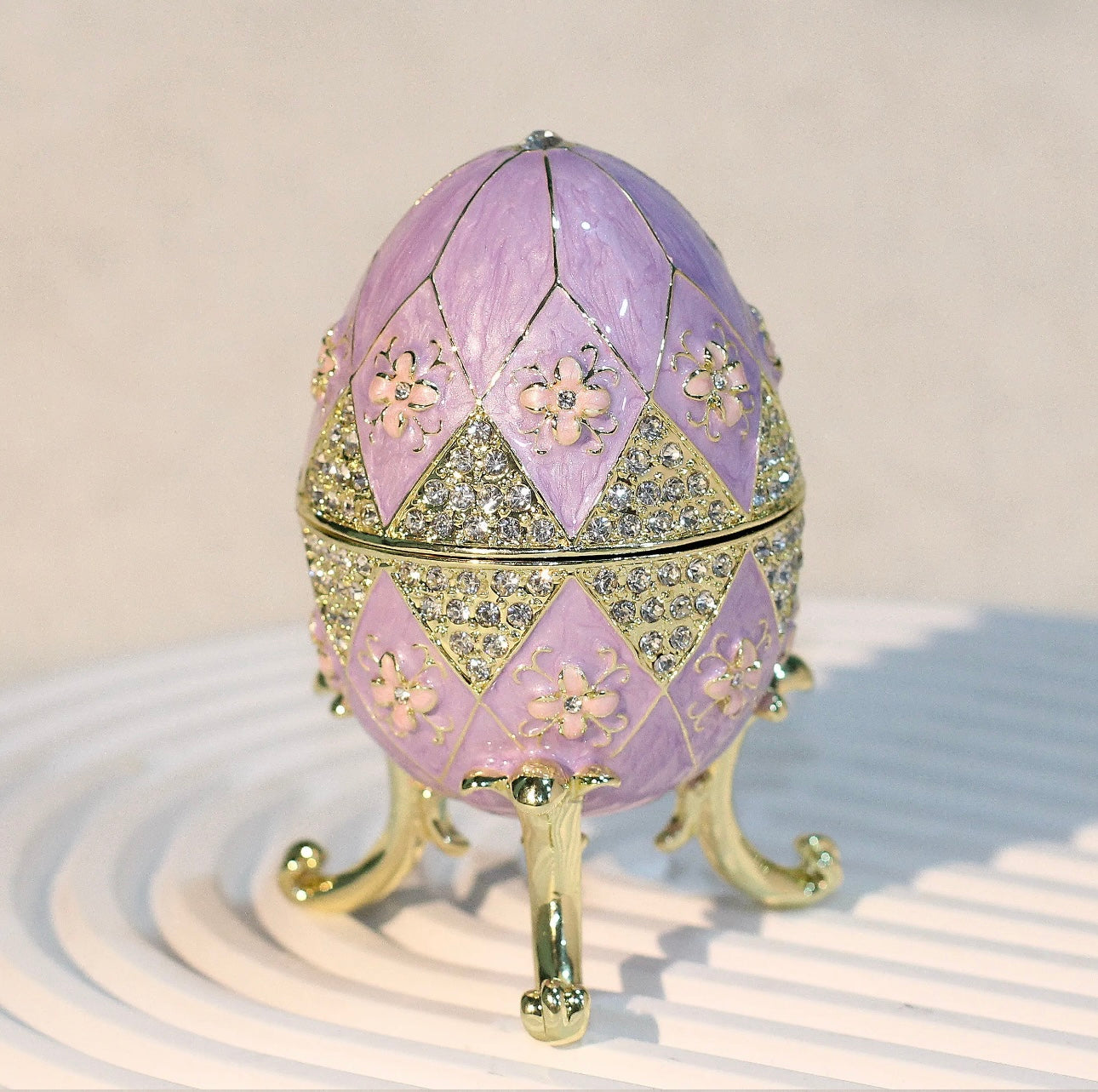 Hand Enameled Jewelry Box- Faberge Egg(6.5*9.5 cm/2.6*3.7 inch)