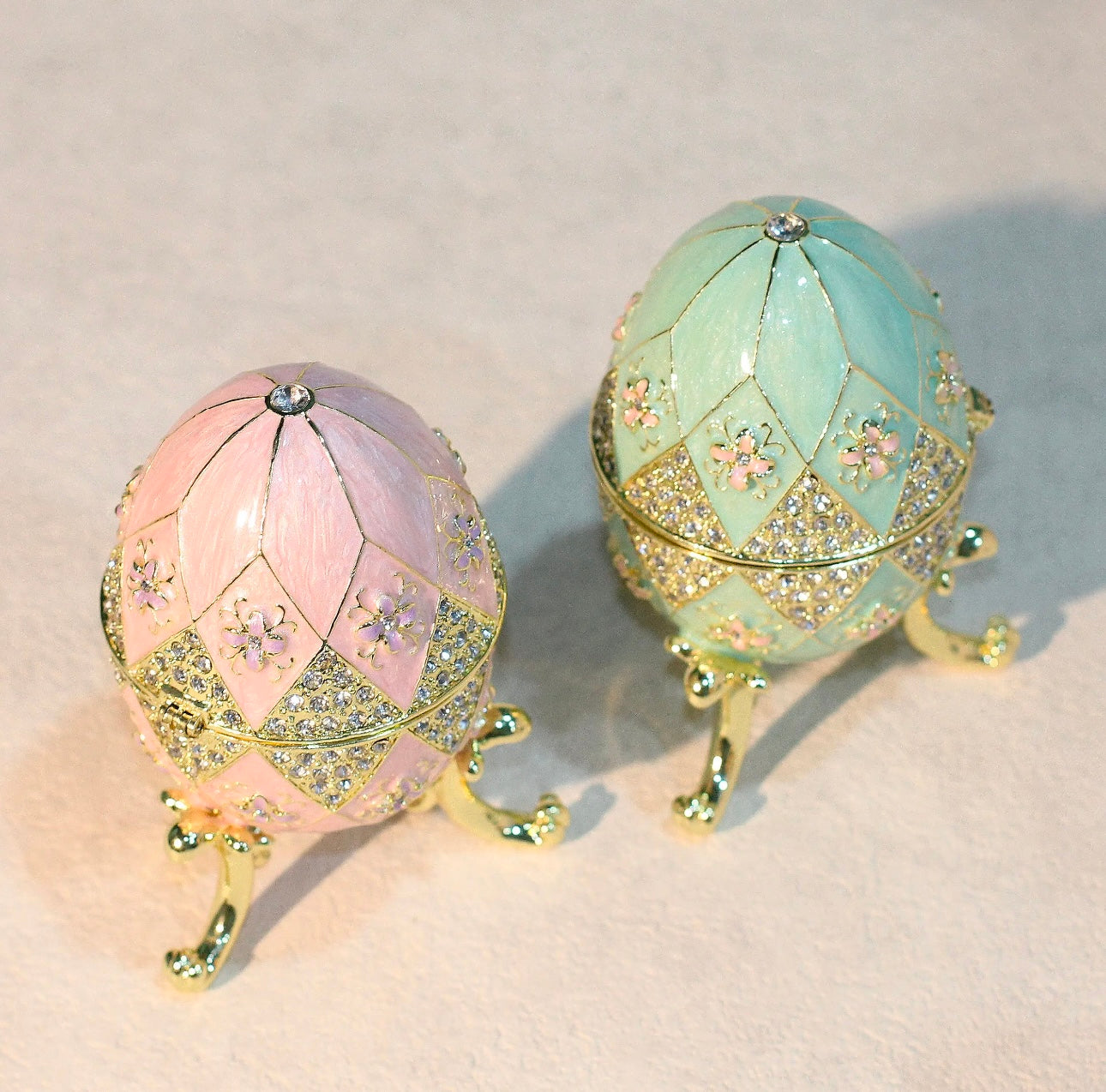 Hand Enameled Jewelry Box- Faberge Egg(6.5*9.5 cm/2.6*3.7 inch)