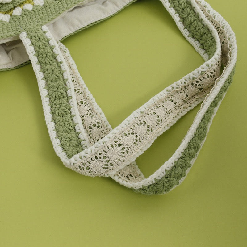 Green & White Flower Shoulder Bag