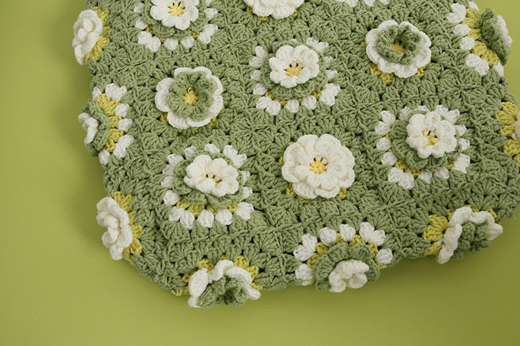 Green & White Flower Shoulder Bag