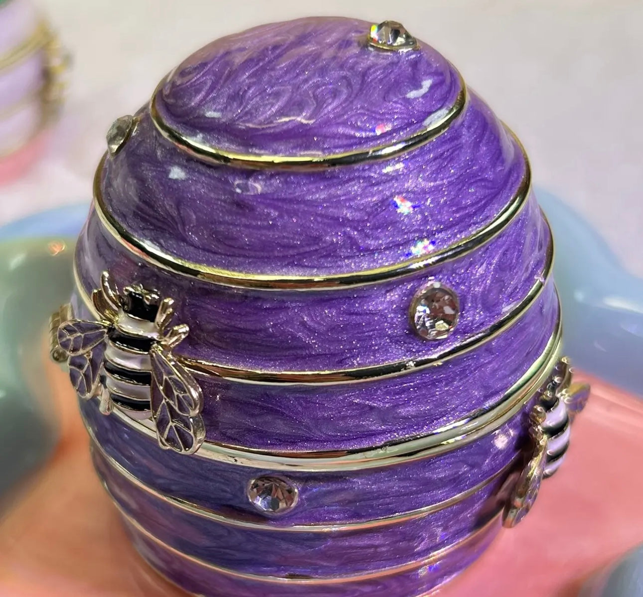 Hand Enameled Jewelry Box- Beehive(6.2*6.4 cm/2.4*2.5 inch)