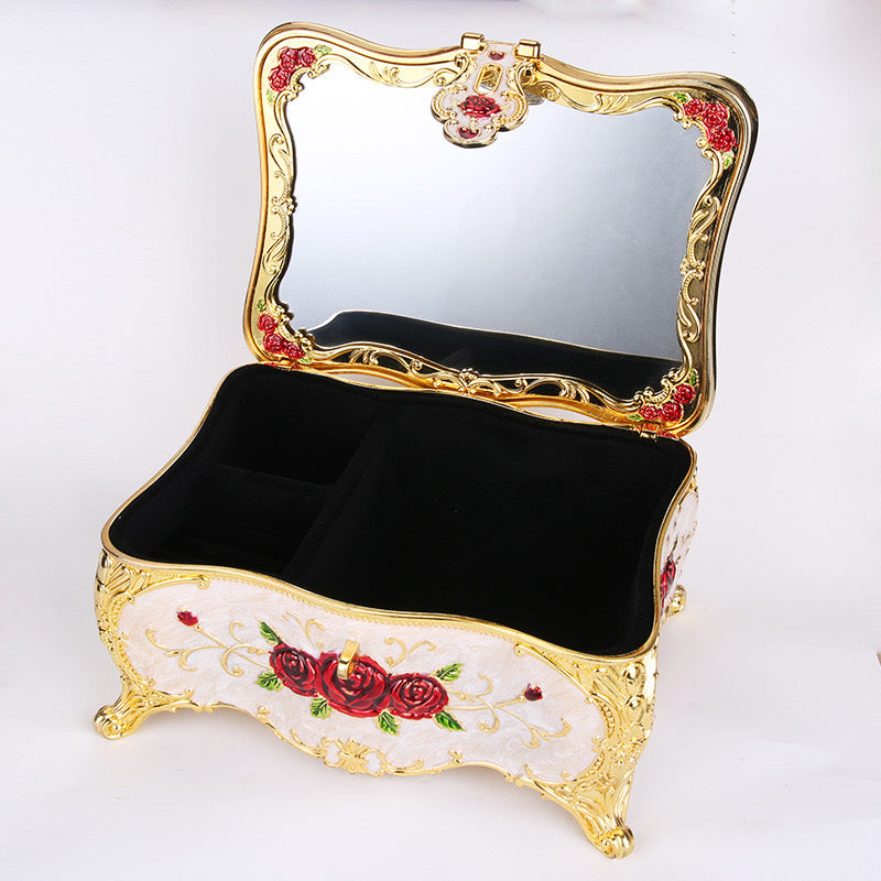 Hand Enameled Jewelry Box- Butterfly&Rose Square Box(16.5*12*8 cm/6.5*4.7*3.1 inch)