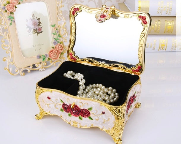 Hand Enameled Jewelry Box- Butterfly&Rose Square Box(16.5*12*8 cm/6.5*4.7*3.1 inch)