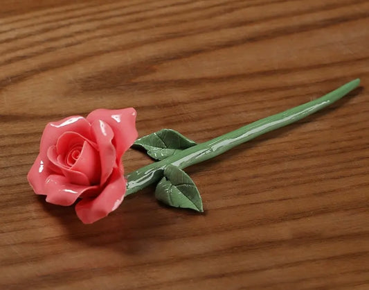 Ceramic Flower- Single Rose(5.5*4*17 cm/2.2*1.6*6.7 inch)