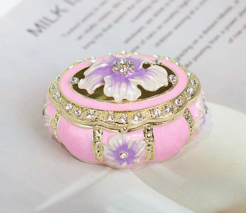 Hand Enameled Jewelry Box- Flower Box(6*5 cm/2.4*2 inch)