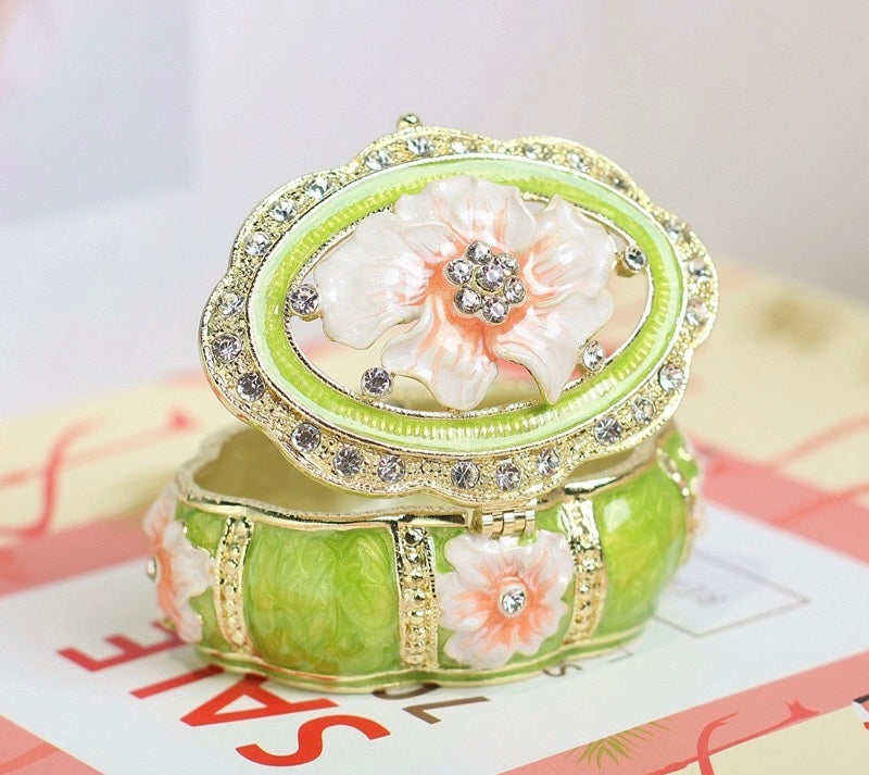 Hand Enameled Jewelry Box- Flower Box(6*5 cm/2.4*2 inch)