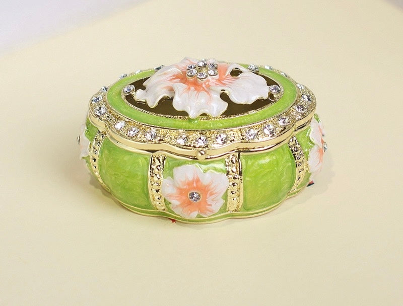 Hand Enameled Jewelry Box- Flower Box(6*5 cm/2.4*2 inch)