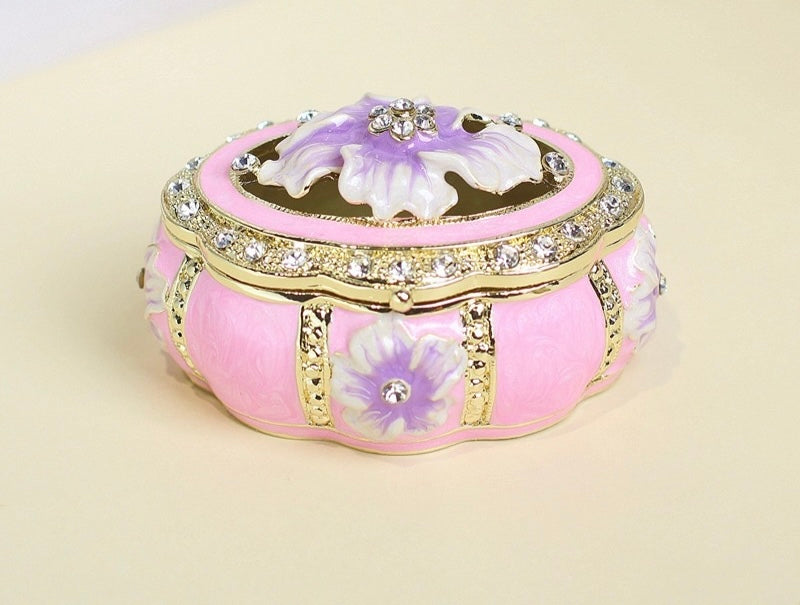 Hand Enameled Jewelry Box- Flower Box(6*5 cm/2.4*2 inch)