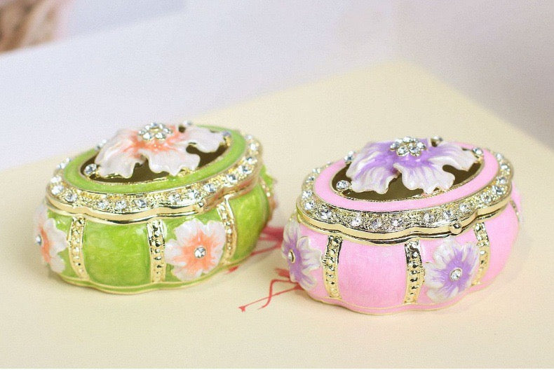 Hand Enameled Jewelry Box- Flower Box(6*5 cm/2.4*2 inch)