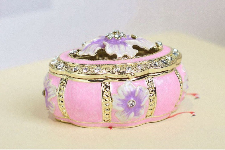 Hand Enameled Jewelry Box- Flower Box(6*5 cm/2.4*2 inch)