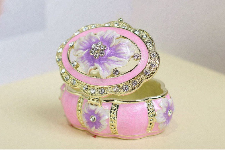 Hand Enameled Jewelry Box- Flower Box(6*5 cm/2.4*2 inch)