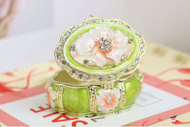 Hand Enameled Jewelry Box- Flower Box(6*5 cm/2.4*2 inch)