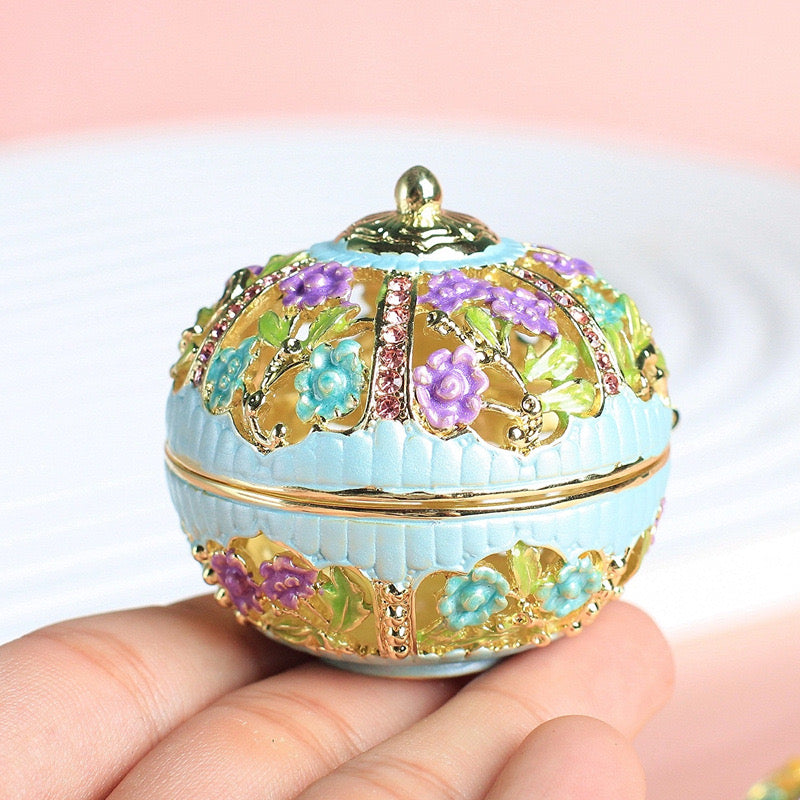 Hand Enameled Jewelry Box- Flower Box(5*5 cm/2*2 inch)