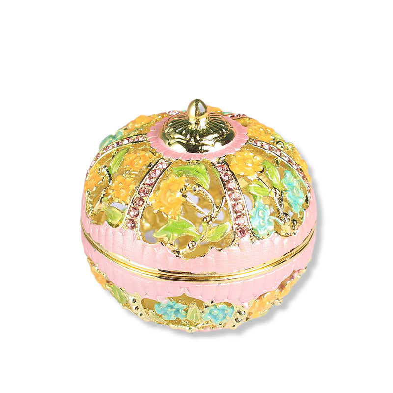 Hand Enameled Jewelry Box- Flower Box(5*5 cm/2*2 inch)